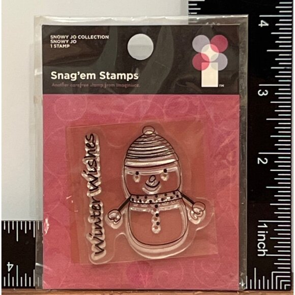 Snag'em CLEAR Stamps SNOWMan WINTER WISHES 000800 Imaginisce HOLIDAY - Picture 1 of 2